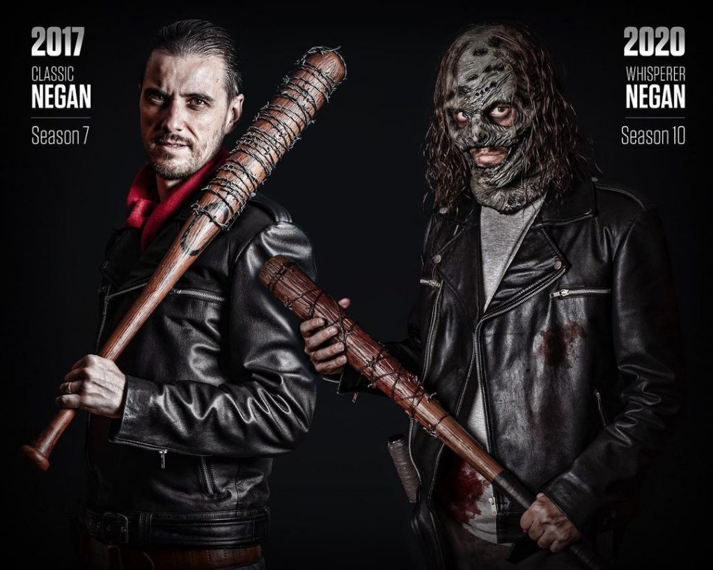 @Negan_cosplayer con su máscara de susurrador