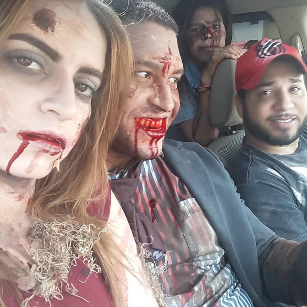 Fotografía del rodaje de Días de Oscuridad con zombies y el Director Luis Miguel Abreu