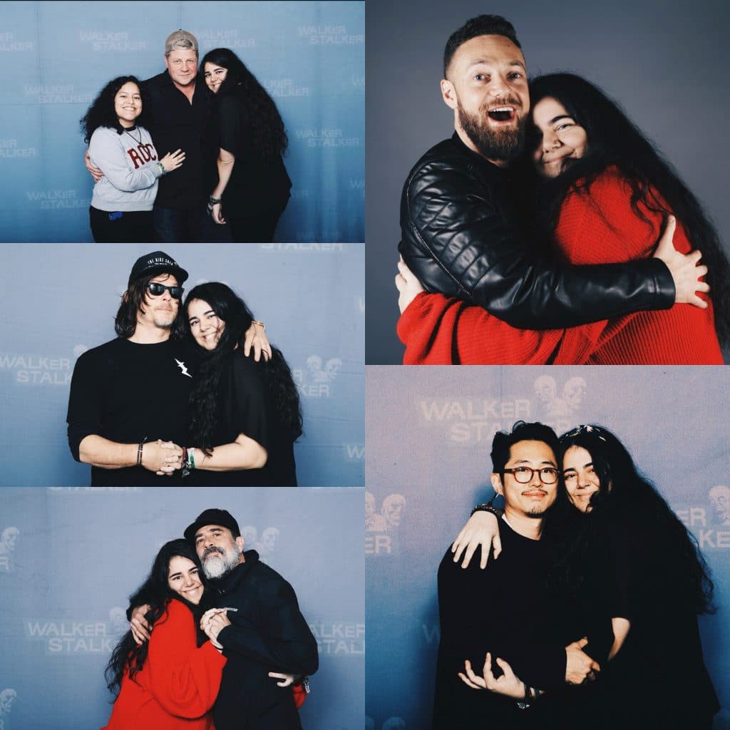 Andrea con los actores de The Walking Dead en Walker Stalker de Londres